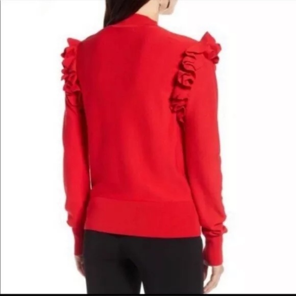 Halogen Red Sweater Flutter Sleeves - Picture 2 of 7